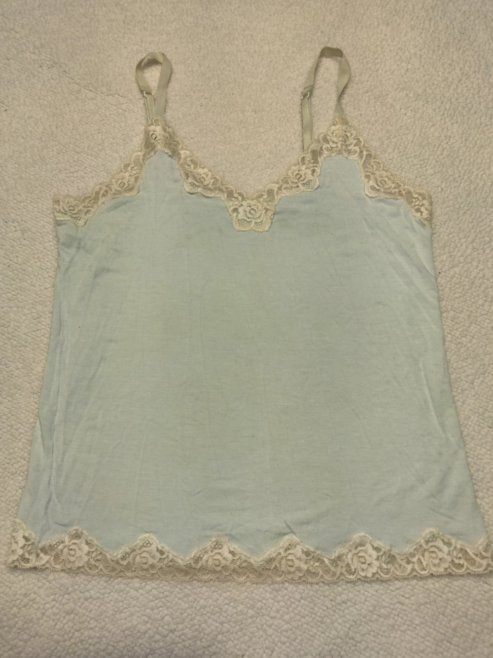 Light Blue Lace Trim Cami Tank Top